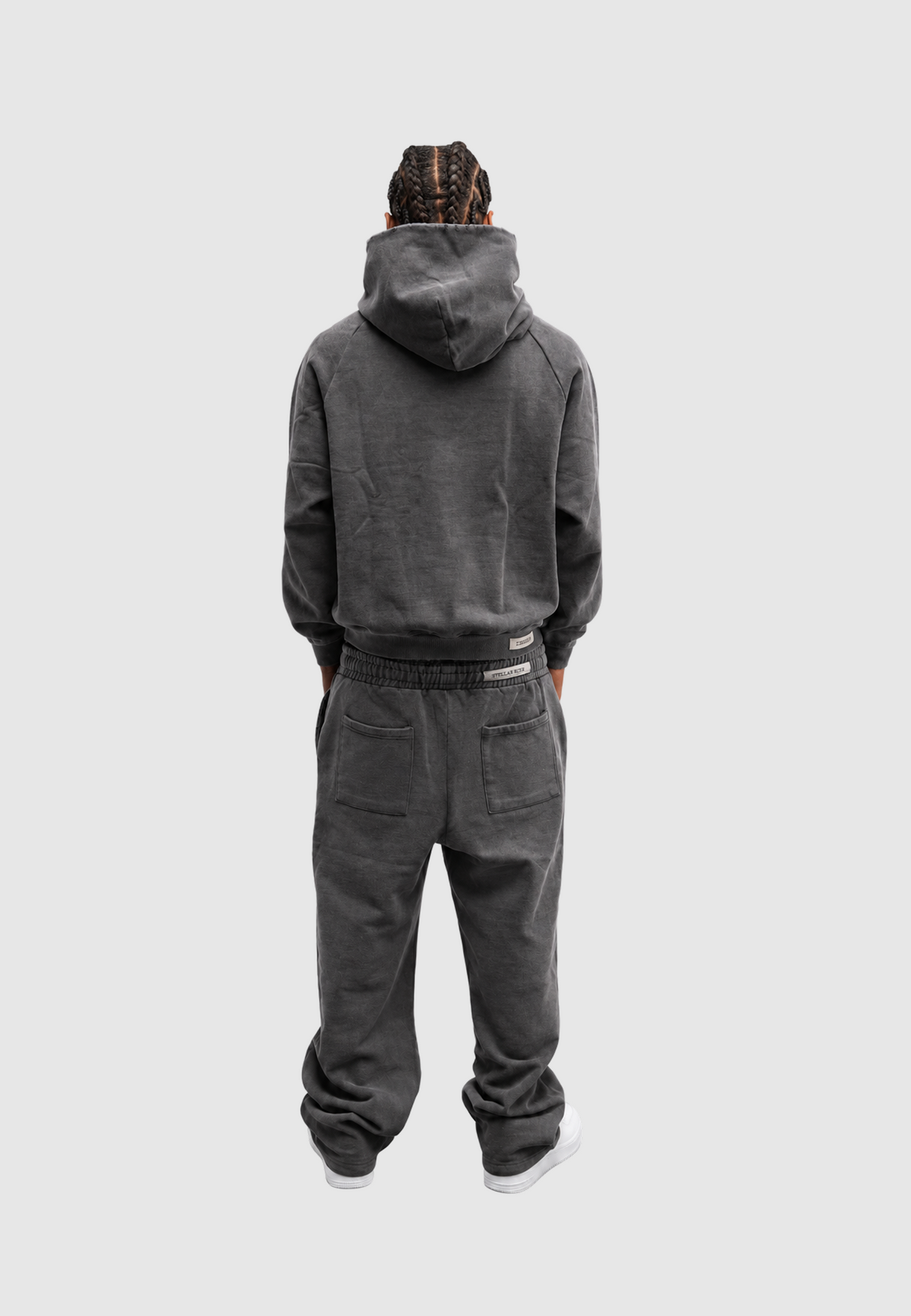 Washed grey tracksuit - model back